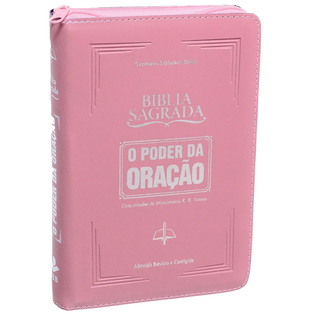 Bíblia Sagrada | O Poder da Oração | ARC | Letra Normal | Capa Semi Luxo Rosa C/Ziper em Oferta na Shopee