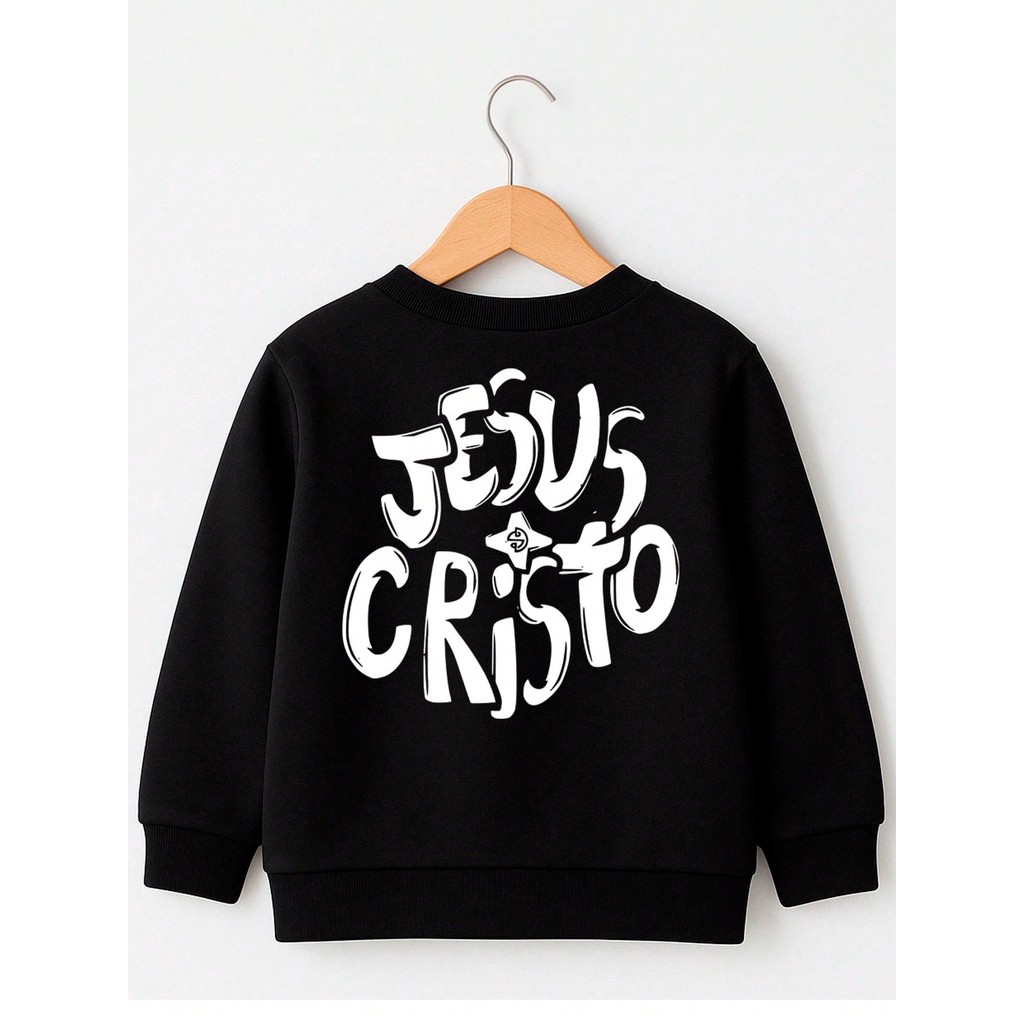 Blusa de Moletom Outono Inverno Juvenil e Infantil Jesus Cristo