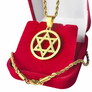 Colar Estrela de Davi Proteção Aço Inoxidável Banhado a Ouro em Oferta na Shopee