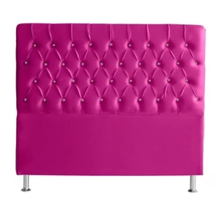 Cabeceira De Cama Box Estrela Casal 140 Cm Suede Botão Cristal Rosa Pink Do Lar Móveis E Decoração