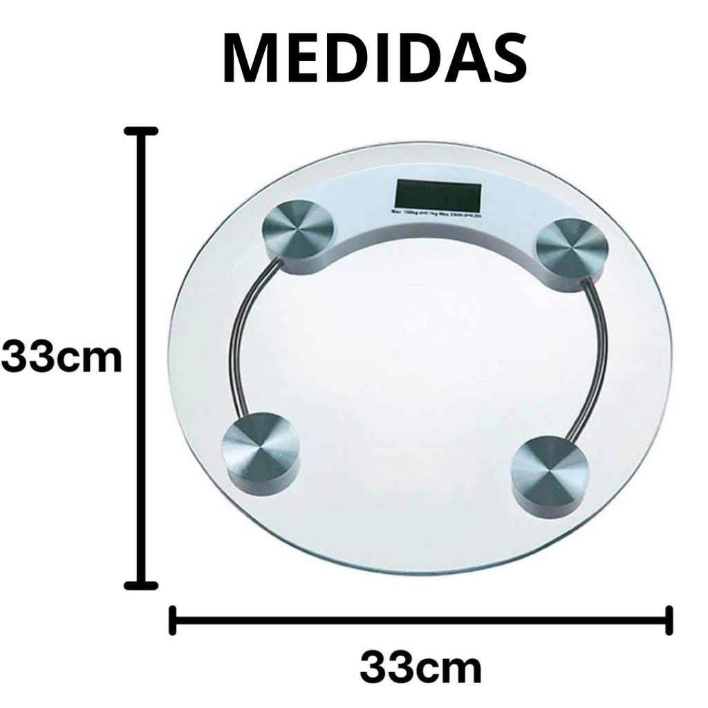 Balança Corporal Digital Redondo De Vidro Até 180Kg