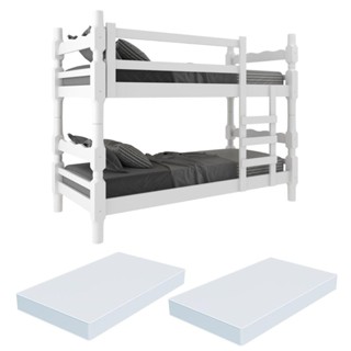 Beliche Madeira Maciça - vira 2 Camas - com Colchões Inclusos Porto Multimóveis CR4159 Branco em Oferta na Shopee