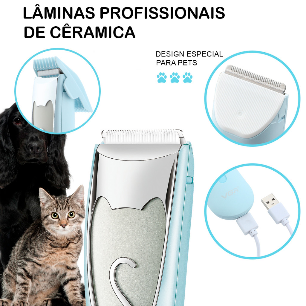 Cortador de pelos para pets gato cachorro a prova d'água VGR Oi vida OIV-203