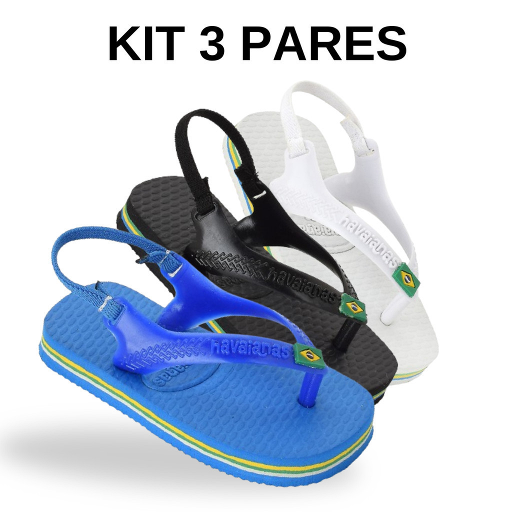 Kit 03 Pares Chinelos Baby Menino Com  Elastico Para o Dia a Dia Primeiros Passos Promoção Imperdível em Oferta na Shopee