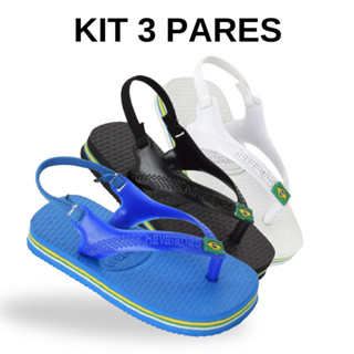 Kit 03 Pares Chinelos Baby Menino Com  Elastico Para o Dia a Dia Primeiros Passos Promoção Imperdível em Oferta na Shopee