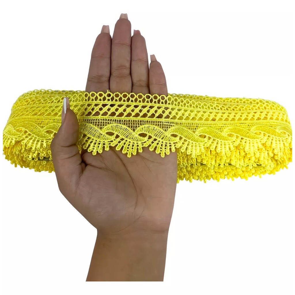 Renda Guipir CHL-589 - 5.0 Cm -  Rolo C/13.7 Metros Cor:Amarelo-Canario