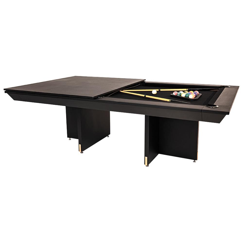 Mesa de Bilhar Sinuca e Jantar Oban Versátil com Tampo Removível 250 cm Base T Preto G84 - Gran Belo