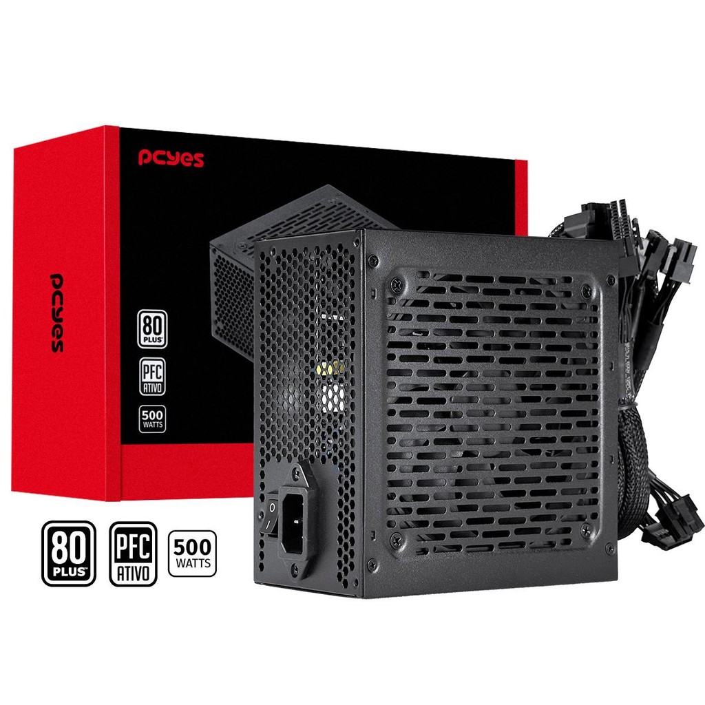 Fonte Gamer Pcyes Shocker 500w 80 Plus White - Pf500shw