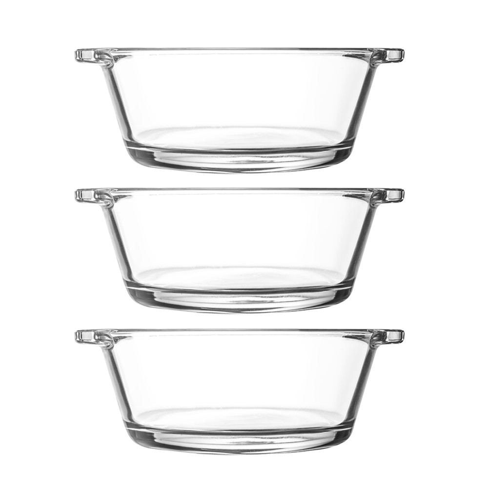Jogo 3 Petisqueiras Redonda Vidro Casual 100ml