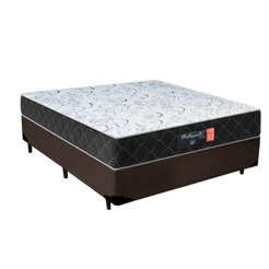 Cama Box Casal + Colchão Semi Ortopédico Extra Firme Espuma D33 Colchões 138x188x72 Marrom