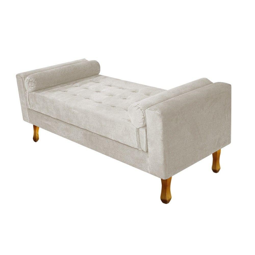 Recamier Baú Félix King Size 195cm Suede Bege Doce Sonho - Home & Living