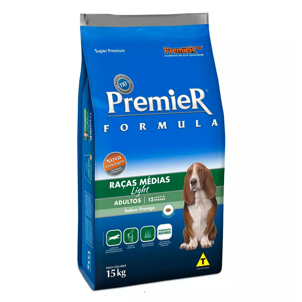 Ração Premier Fórmula Light Cães Adultos Raças Médias Frango 15Kg em Oferta na Shopee