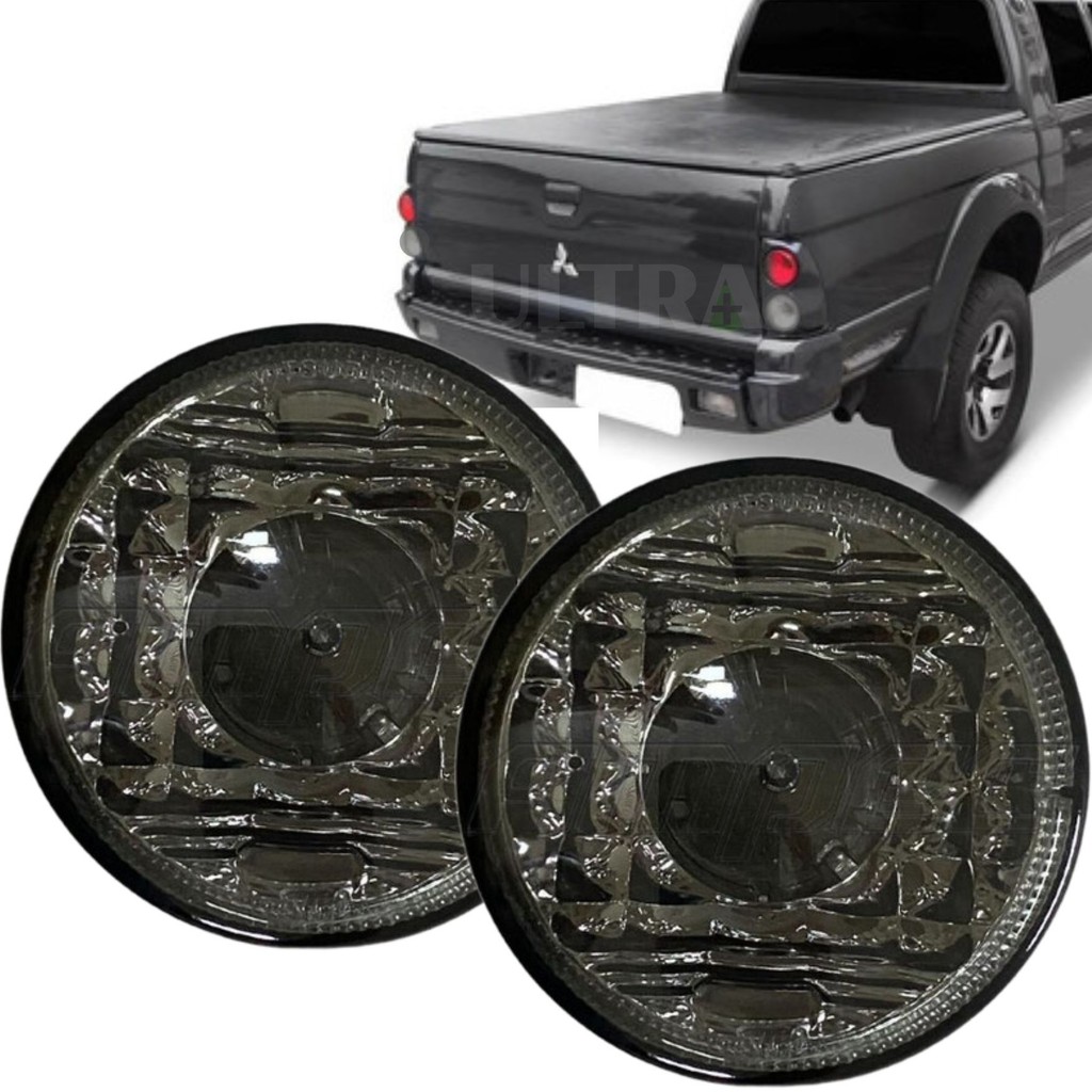 Par 2 Lanterna Seta / Pisca Mitsubisi L200 / Pajero / TR4 - 90mm - Fumê