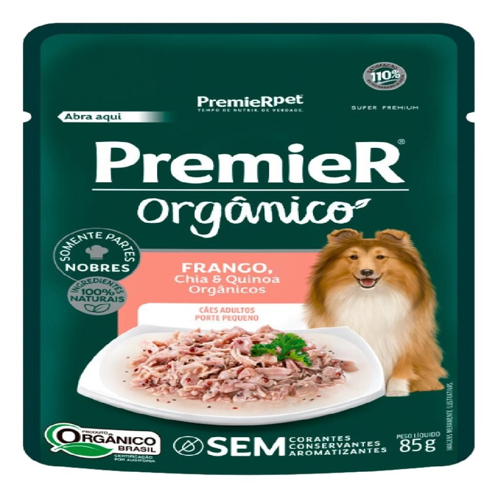Kit 10 und Sachê Premier Gourmet Orgânico Cães Ad Peq Porte Frango 85g
