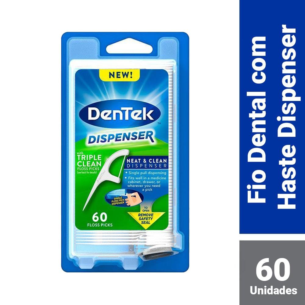 Fio Dental com Haste DenTek Floss Picks Triple Clean Advanced Dispenser 60un - Health