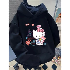 Moletom Blusa de Frio Premium Capuz Hello Kitty Tumblr Fofo Coração Urso Desenho Casual Confortável Envio Rápido