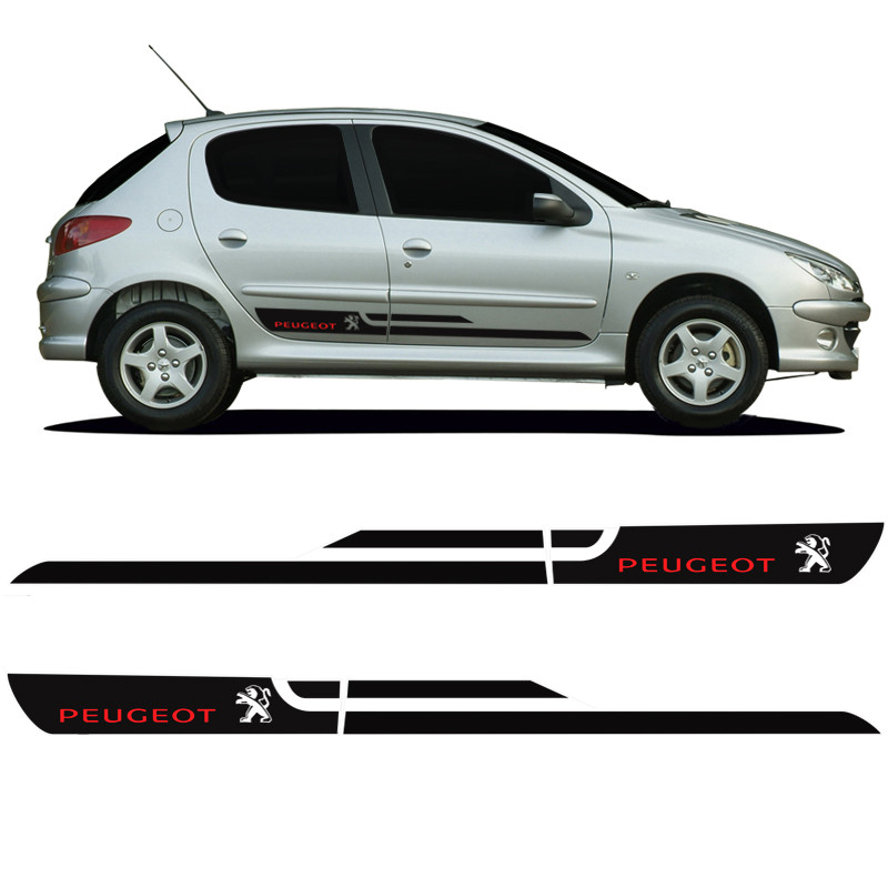 Faixa Lateral Peugeot 206 207 Adesivo P/ Portas Decorativo
