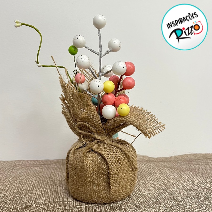 Enfeite Decorativo de Páscoa - Mini Árvore com Ovos Coloridos - 20cm - 1 unidade - Rizzo