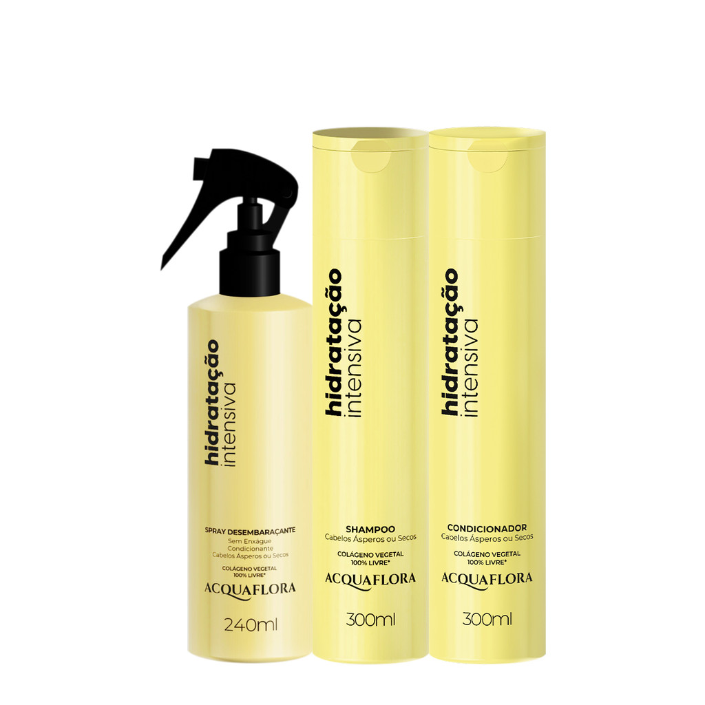Acquaflora Hidratação Intensiva Shampoo+Condicionador 300ml+Spray s/ Enxague 240ml