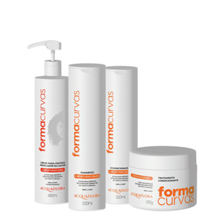 Kit Acquaflora Forma Curvas Shampoo Condicionador Tratamento Condicionante e Creme de Pentear Cachos (4 produtos) em Oferta na Shopee