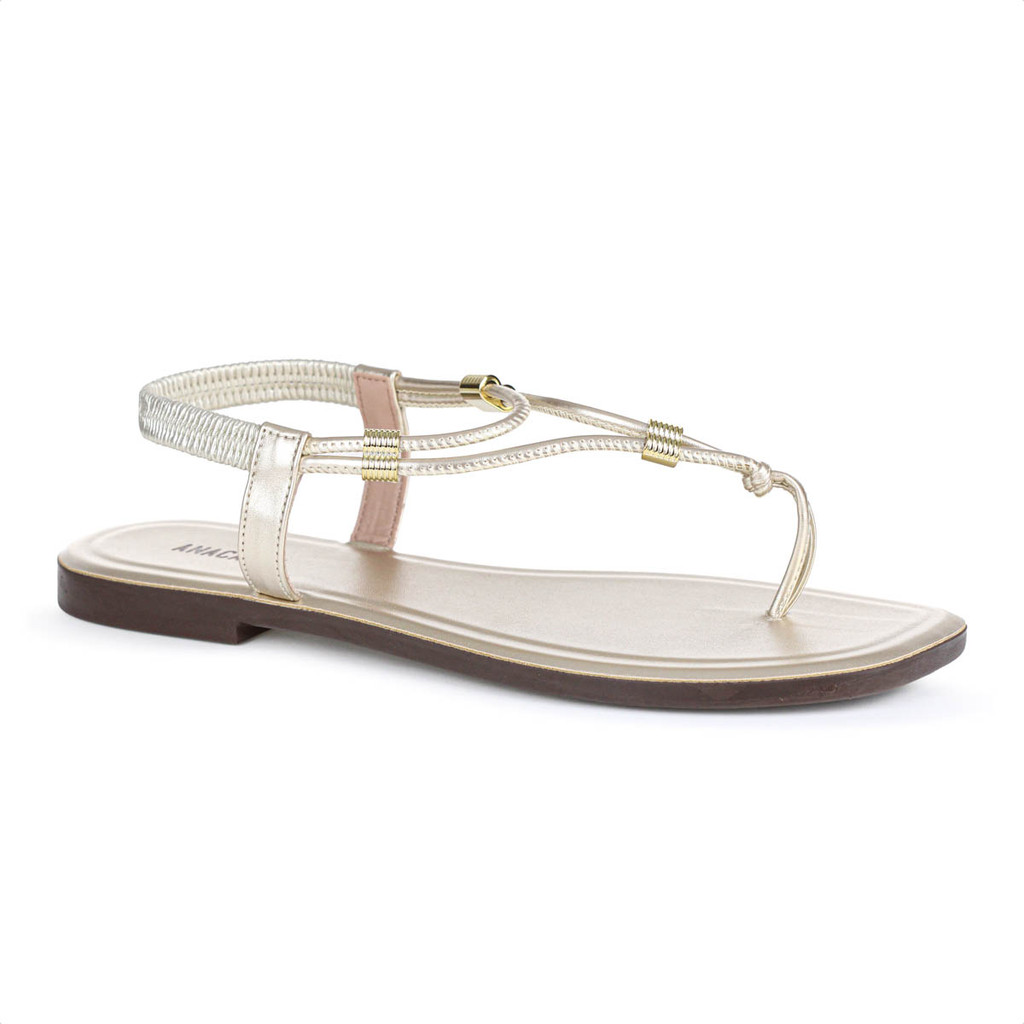 Sandália Rasteira Anacapri Slim Comfy Elástico Dourado - Feminino