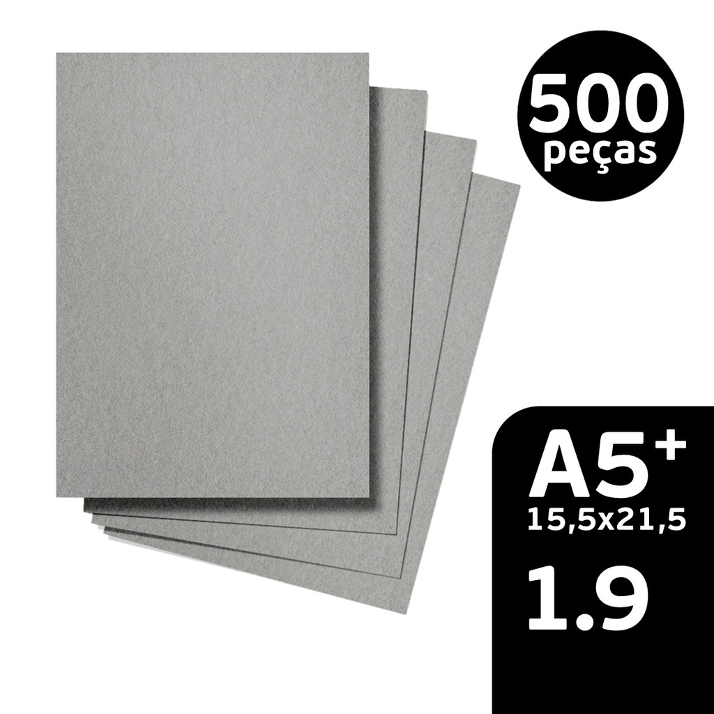 500 Peças Papelão Cinza Holler 1.9mm A5+(15,5x21,5) em Oferta na Shopee