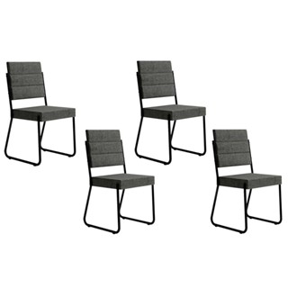 Cadeira Sala de Jantar 1736 Kit 4 Uni Preto/Grafite - Preto - Carraro em Oferta na Shopee
