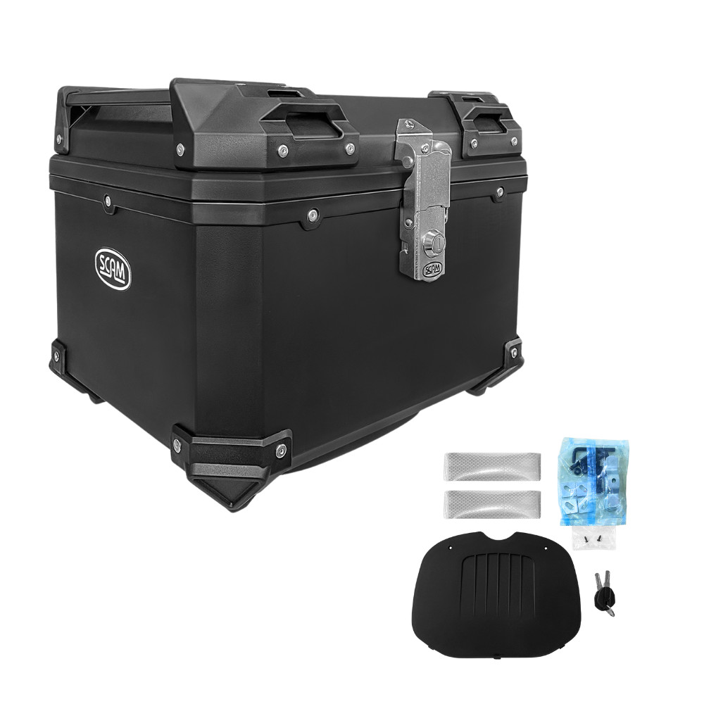 BAU TRASEIRO SUPERIOR 42L PRETO HONDA YAMAHA UNIVERSAL SCAM em Oferta na Shopee