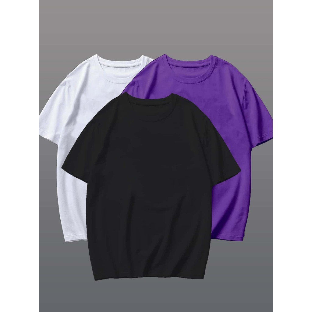 Camisetas Masculinas Camisetas Lisa Basica Preta, Branca e Roxa Unissex 100% Algodão ( 1 UNIDADE)