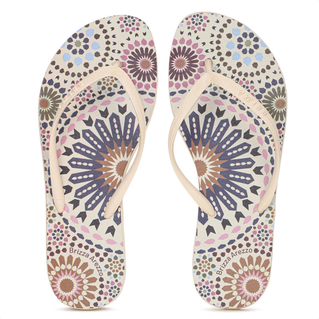 Chinelo Brizza Arezzo Estampa Color Off White - Feminino