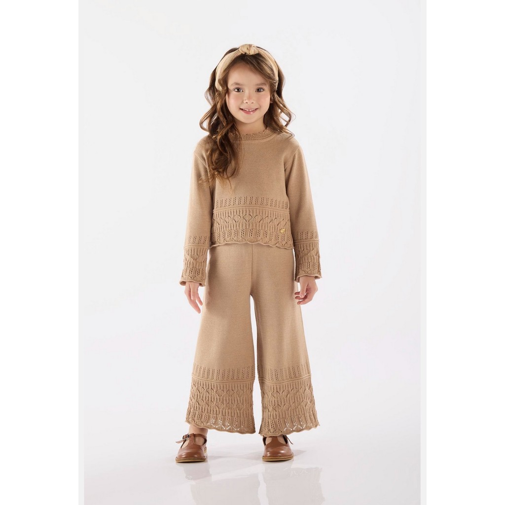 Conjunto com Blusão e Calça em Tricot para Menina Up Baby em Oferta na Shopee