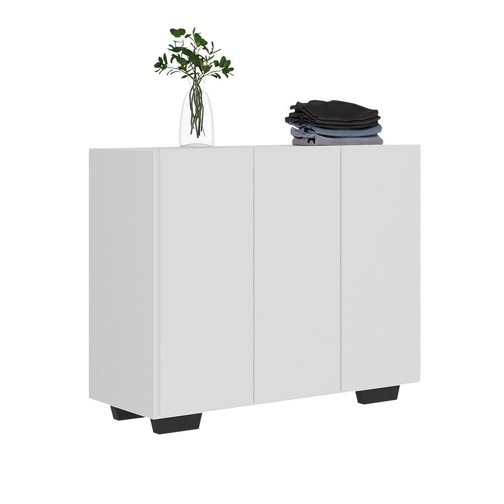 Armário Lavanderia com 3 Portas 90 cm Multimóveis MP5034 Branco/Preto em Oferta na Shopee