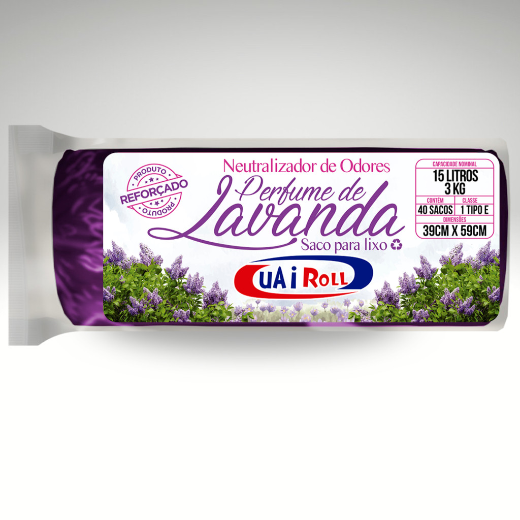 Saco De Lixo Roll De 40 Unidades 15 Litros Tira Odor Perfumado Com Cheiro de Lavanda Econômico em Oferta na Shopee