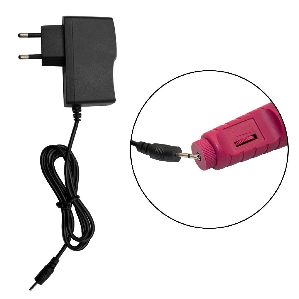 Kit 100 Fonte Carregador Lixadeira Unhas 9V Bivolt Atacado Cabo Fio Conector Lixa Elétrica Unha Gel