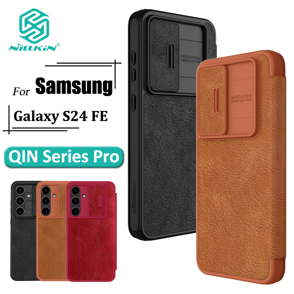 Nillkin Luxo Flip QIN Pro Caso De Couro Samsung Galaxy S24 FE À Prova De Choque Câmera Slider Proteção Capa Com Titular em Oferta na Shopee