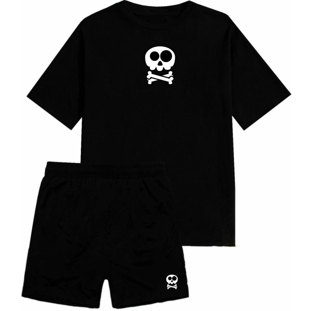 Kit 1 Camiseta Masculina Algodao Estampada + 1 Bermuda Tactel Esportiva Com Elastico