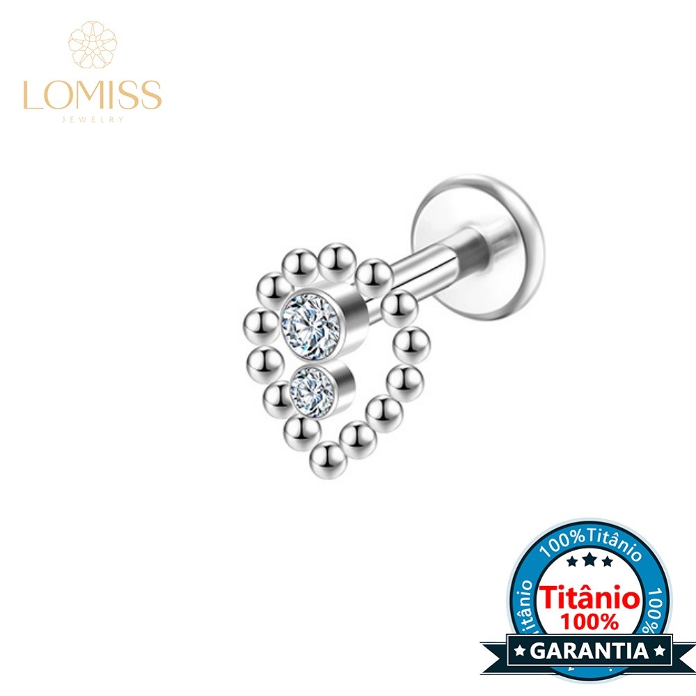 Lomiss Piercing Helix Tragus Conch Labret Titânio Indiano Gota 2 Zircônias em Oferta na Shopee