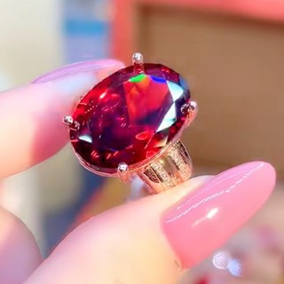 Grande pedra solta anel de diamante vermelho anel de cristal rubi 18K ouro diamante vermelho fileira dupla anel aberto d