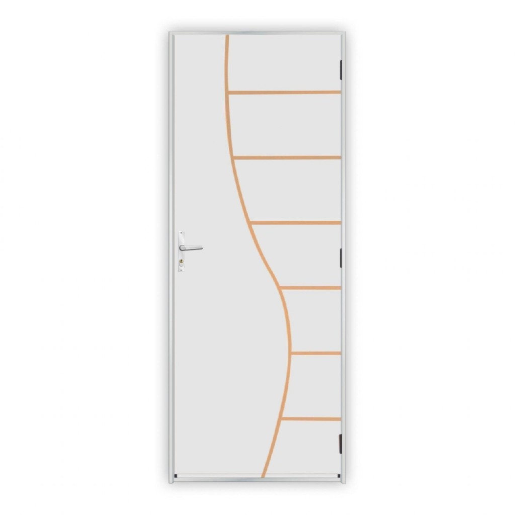 Kit Porta de Madeira Decorada 212x75cm com Batente de Alumínio 3,6cm Cantareira MGM Branco - Home & Living