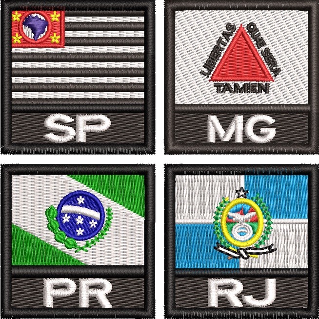 Kit 4 mini bandeira patch bordado São Paulo Minas Gerais Paraná Rio de Janeiro Motociciclista Moto tam. 4cm x 4cm