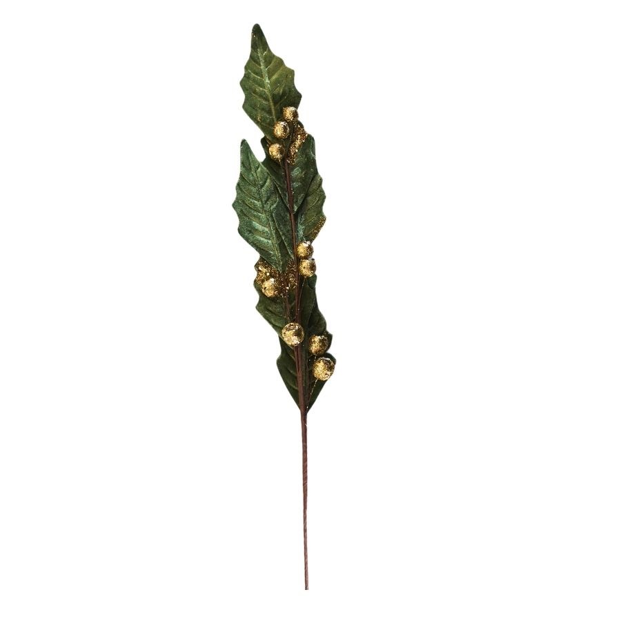 Galho Decorativo Com Frutas - Verde Com Dourado - 80cm - 1 unidade - Rizzo - Home & Living