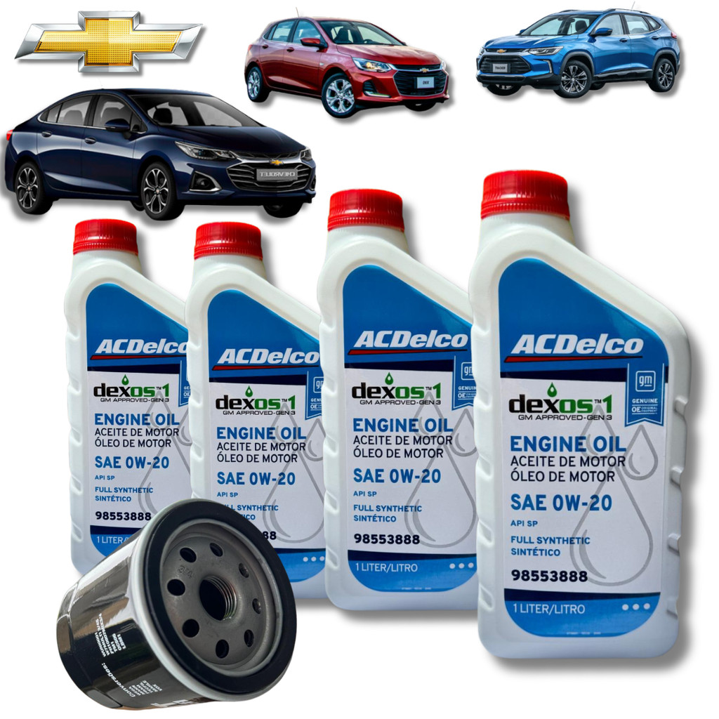 KIT REVISÃO TROCA DE ÓLEO 0W20 DEXOS1 + FILTRO( CHEVROLET 2018 > )