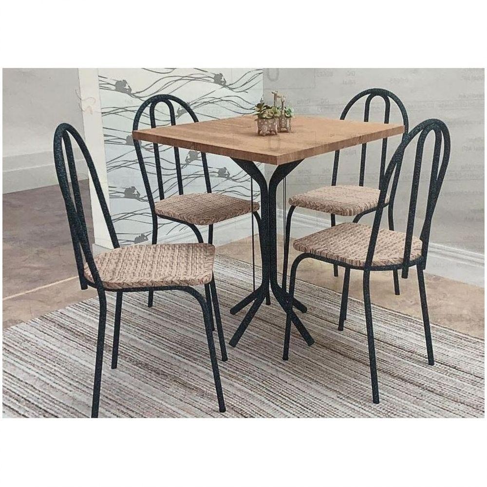 Mesa Dalia 4 Cadeiras Com Tampo Artefamol Preto/Ratam - Home & Living