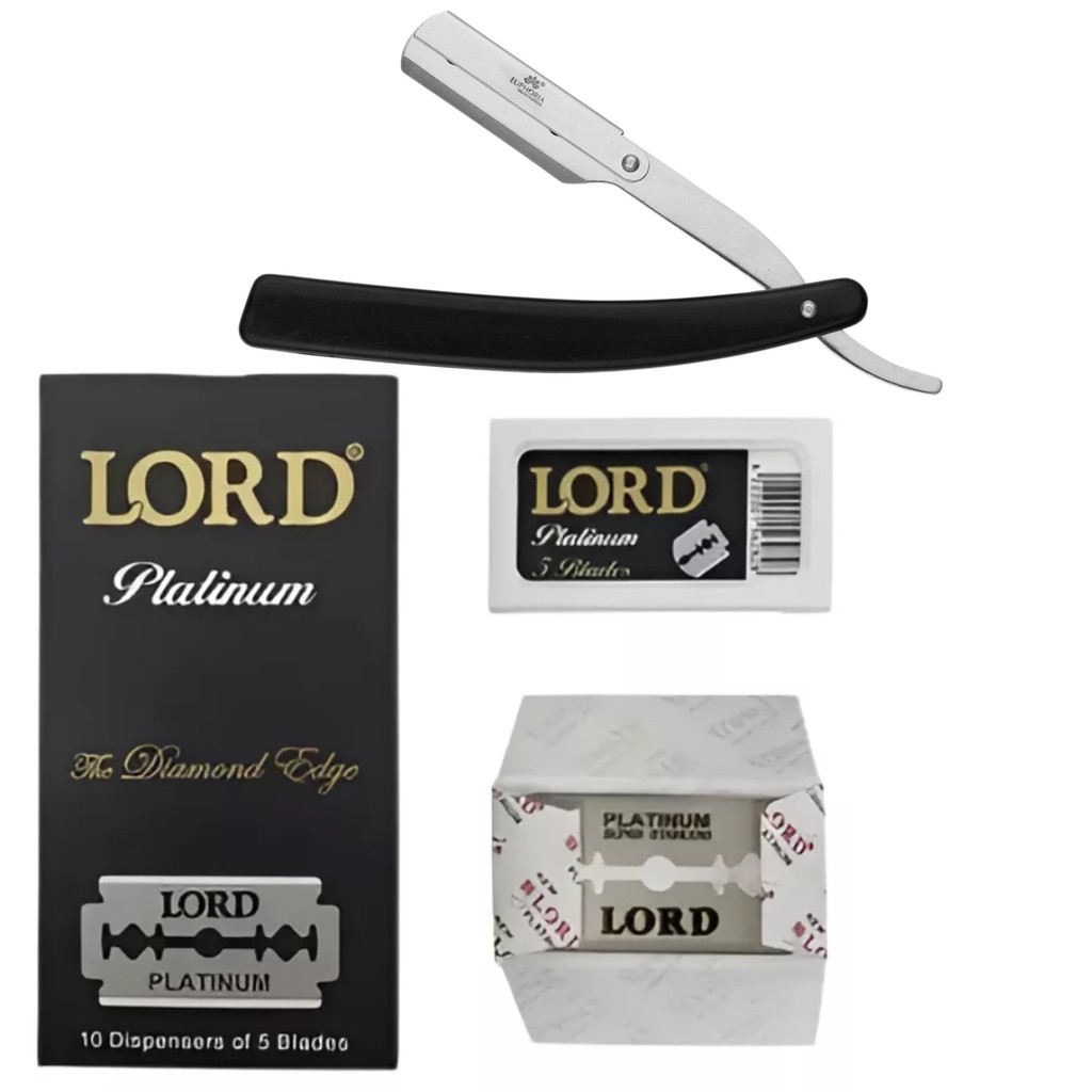 Kit 2 caixas de Lamina para Barbear Lord Black mas 01 Navalhete Euphoria