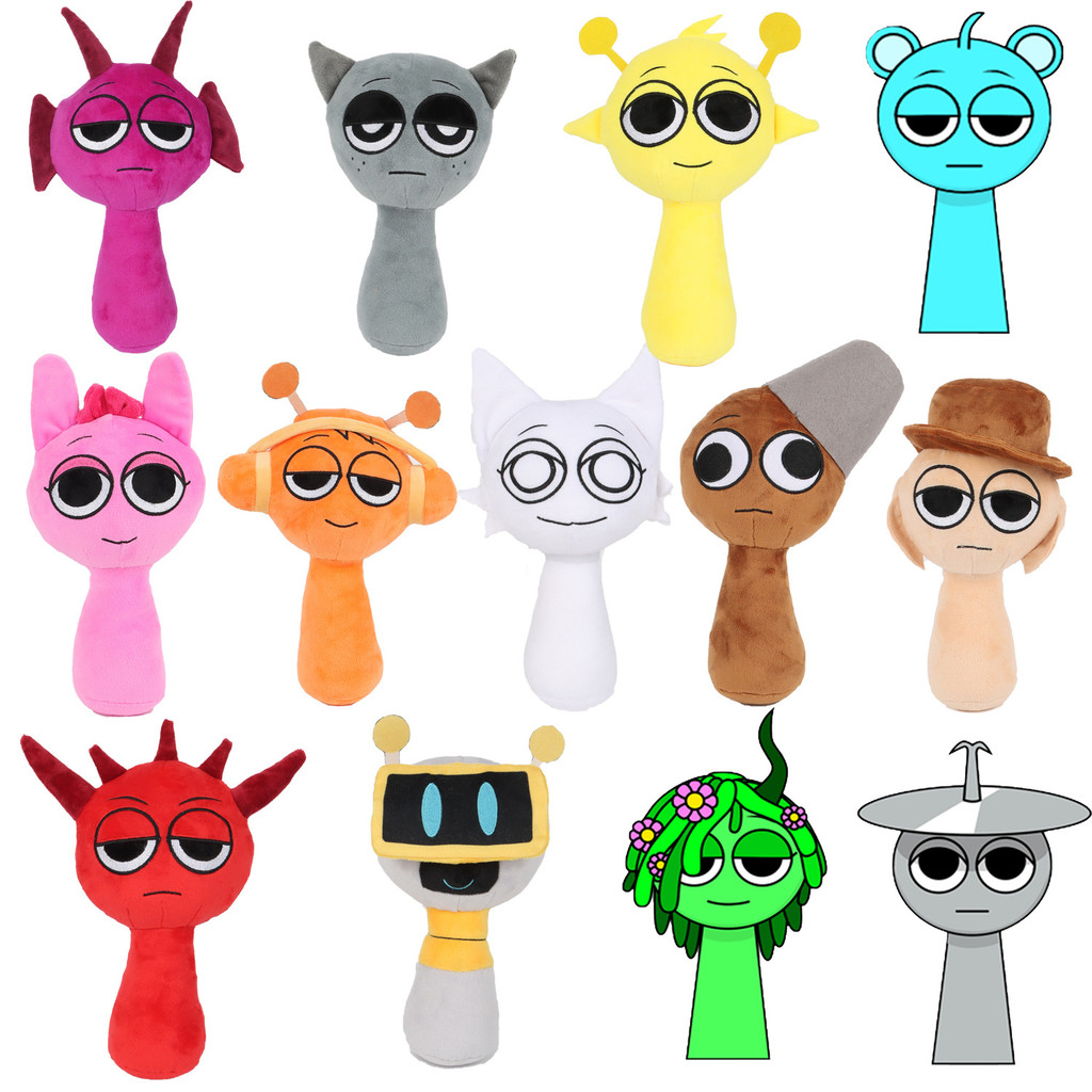 Sprunki Incredibox Brinquedo De Pelúcia Plushie Boneca Oren Brud Cinza Tunner Fun Bot Wenda Jogo De Periférica Macio Par em Oferta na Shopee