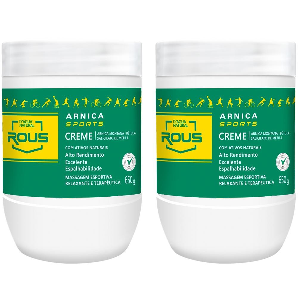 Kit 2 Potes Creme de Massagem Esportiva Relaxante e Terapêutica Dagua Natural Arnica Sports 650g