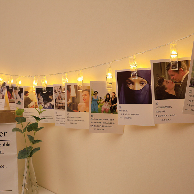 Cordão luz pregador prendedor led 10 fotos decoração casa quarto em Oferta na Shopee