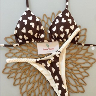 Novo Lace-Up Halterneck Maiô de duas peças Praia Férias Primavera Quente Biquini Feminino