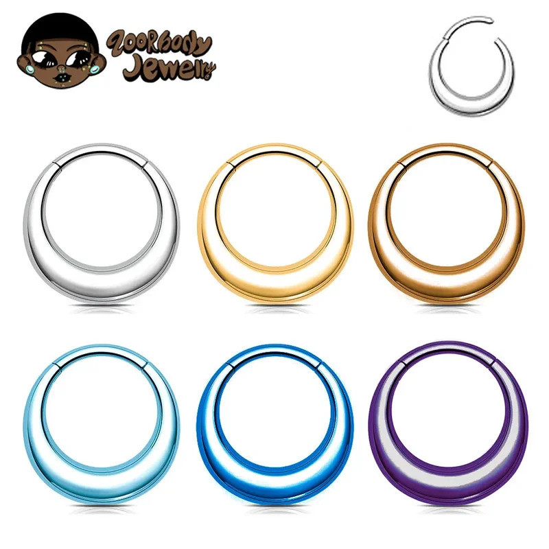 ASTM F136 Titanium Septo Nose Piercing 16G Clicker Moon Mirror Piercing Segmento Anel Daith Conch Hoop Brinco Anodizado