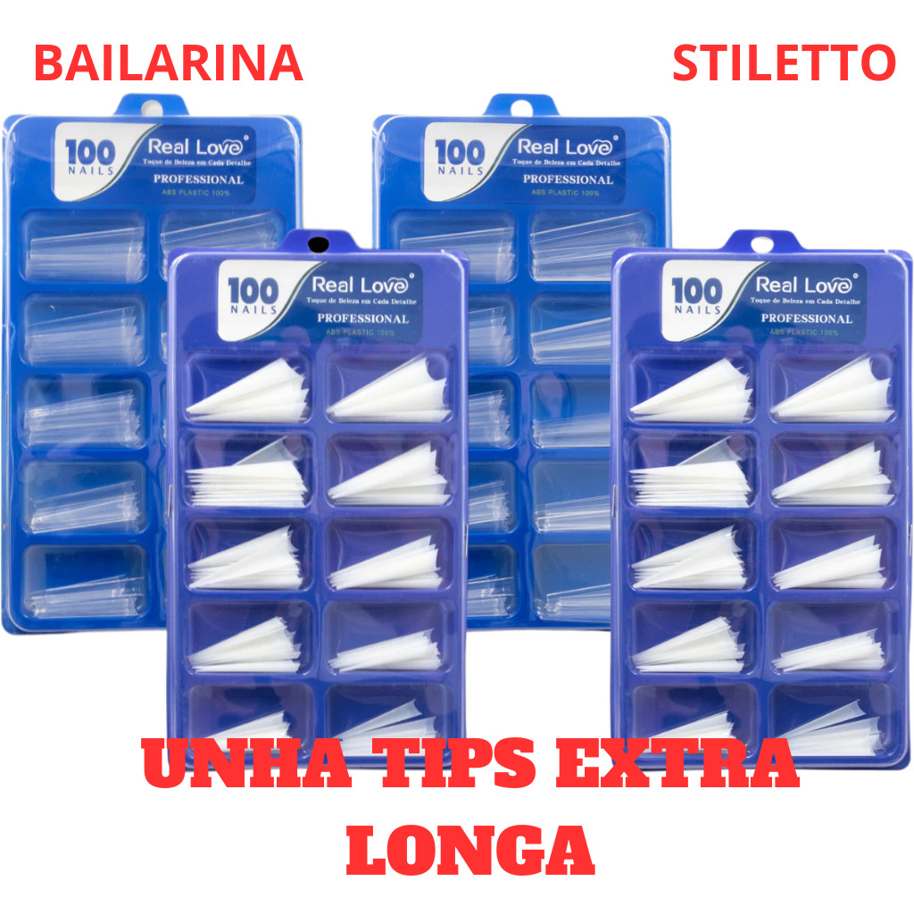 Unha Tips Curvatura C Transparente para Alongamento -  Real Love em Oferta na Shopee